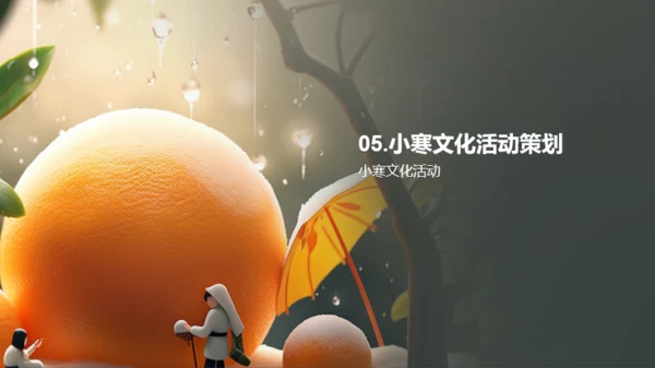 橙色3D小寒节气文化传承节气PPT模板
