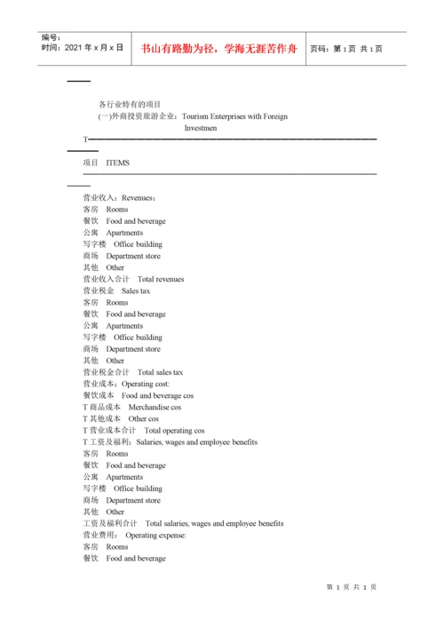 外商投资企业会计报表项目中英文对照表 123.docx