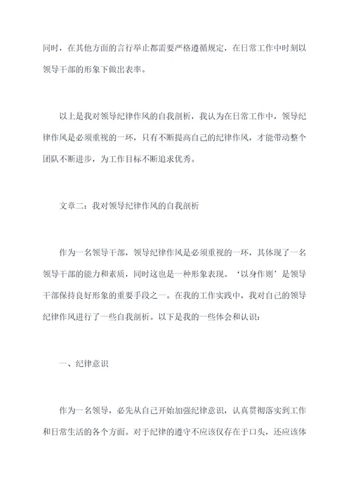 领导纪律作风自我剖析