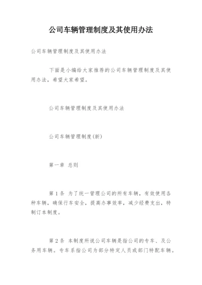 公司车辆管理制度及其使用办法.docx