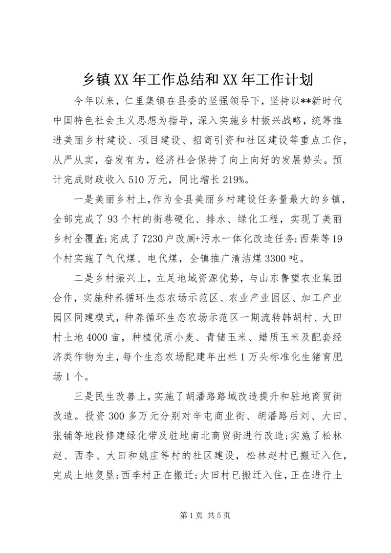 乡镇某年工作总结和某年工作计划.docx