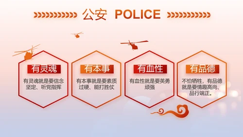 红色大气公安民警述职报告动态PPT模板