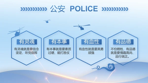 蓝色大气公安机关年终工作总结动态PPT