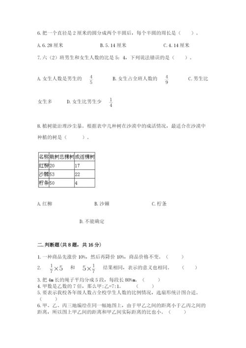 人教版数学六年级上册期末考试卷含答案【巩固】.docx