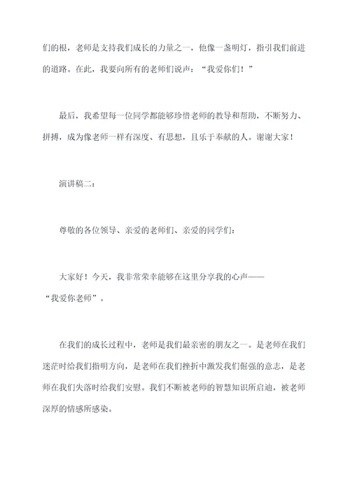 我爱你老师的演讲稿