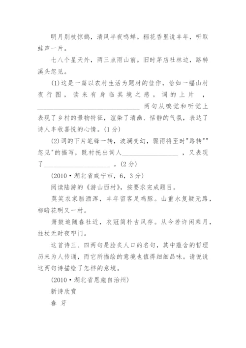 中考语文古诗词赏析专题复习试题.docx