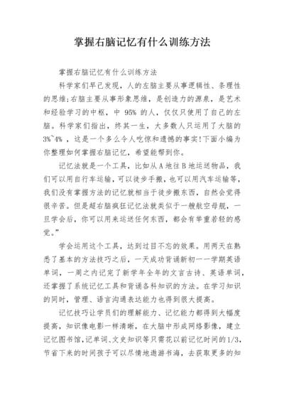 掌握右脑记忆有什么训练方法.docx