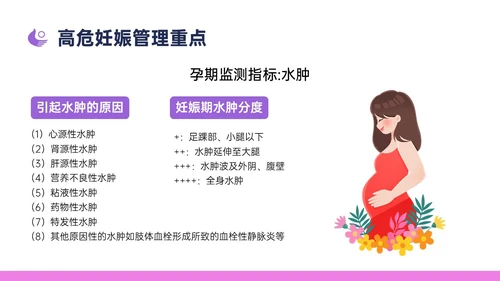 紫色简约卡通插画高危妊娠五色管理PPT课件