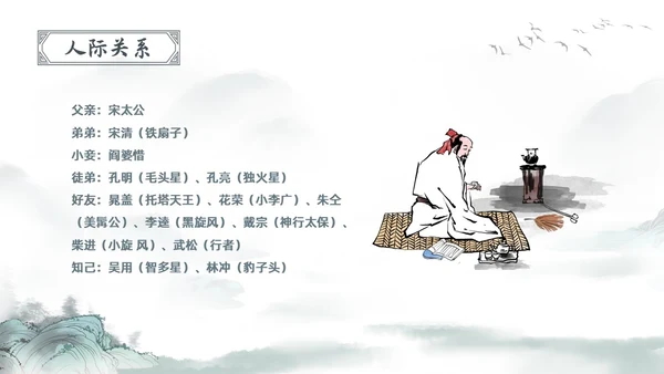 古风水彩水墨水浒传宋江PPT读书分享