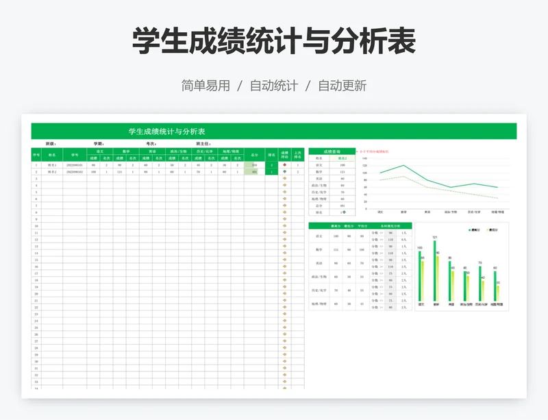 学生成绩统计与分析表