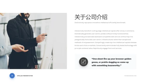 简洁蓝色商业计划书公司简介动态PPT模板