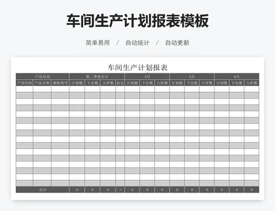 车间生产计划报表模板