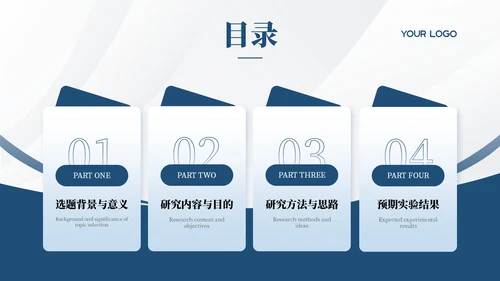 蓝色学院学术风文献汇报答辩PPT模板