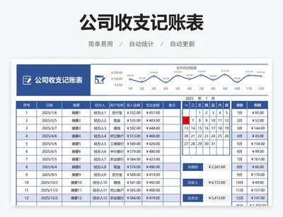 公司收支记账表