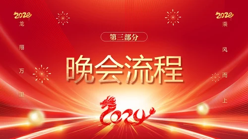 红色科技喜庆盛世典会筑梦辉煌集团年会邀请函PPT模板