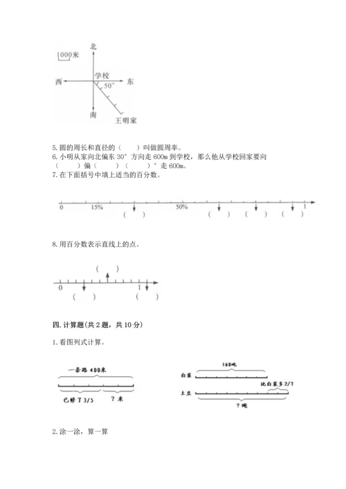 人教版六年级上册数学期末测试卷含答案【a卷】.docx