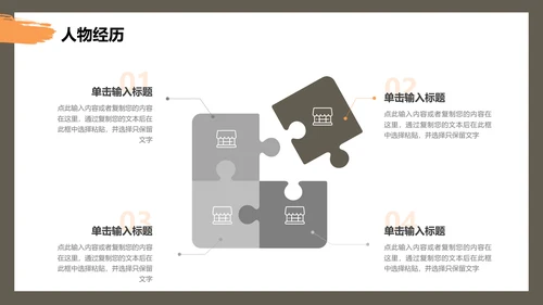 橙色灰色简约实拍风人物介绍通用PPT模板