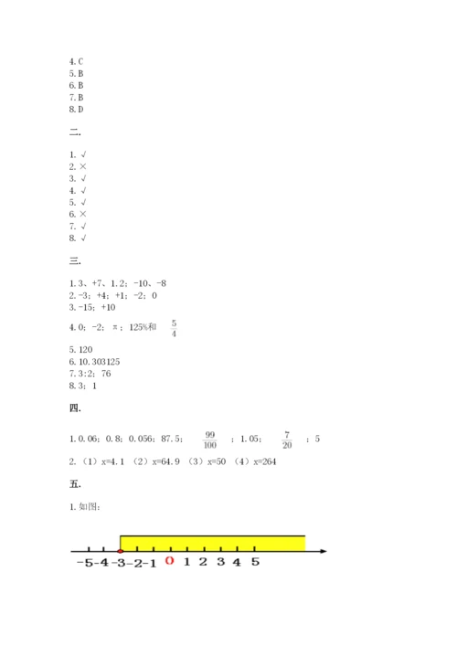 小学六年级下册数学摸底考试题及答案（有一套）.docx