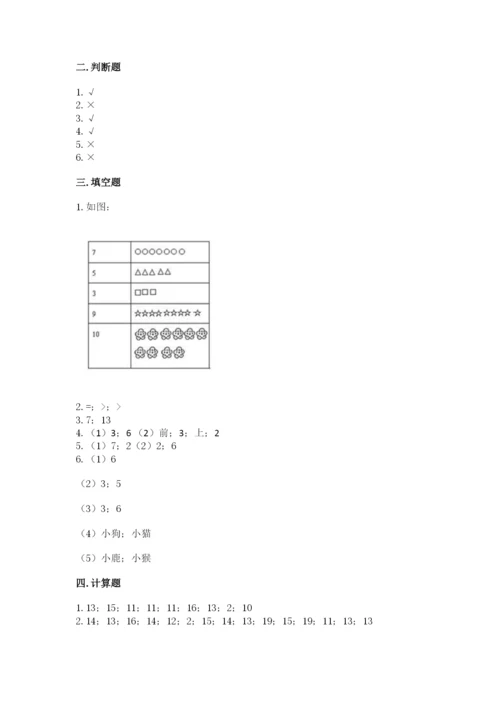 北师大版一年级上册数学期末测试卷（名师推荐）word版.docx