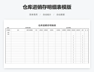 仓库进销存明细表模版