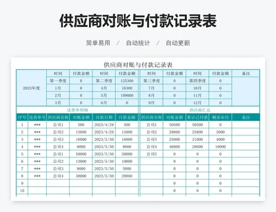 供应商对账与付款记录表