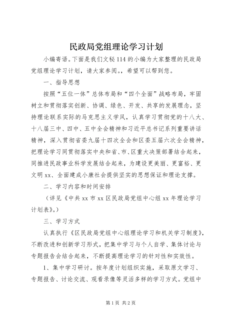 民政局党组理论学习计划.docx