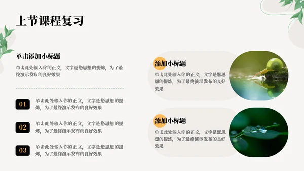 薄荷叶子清新教学通用PPT模板