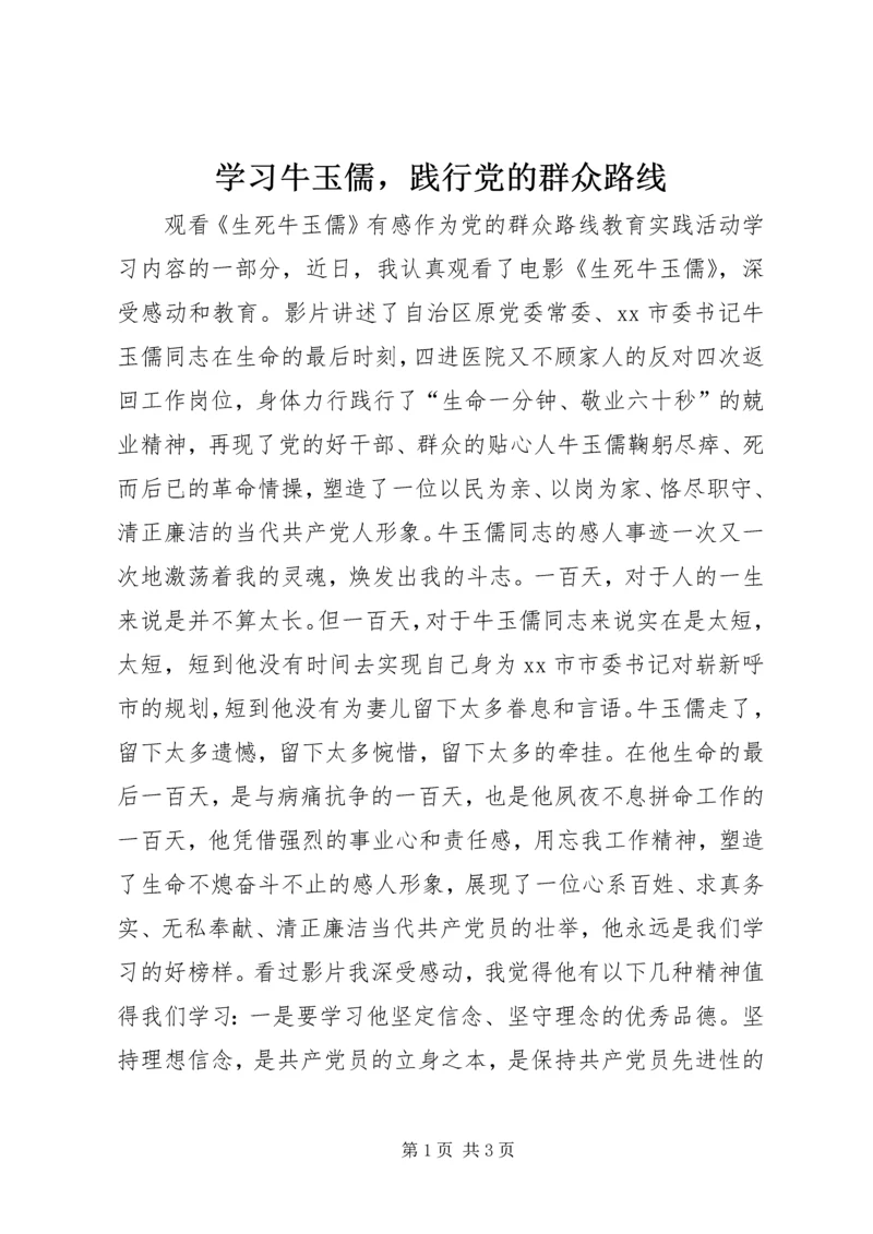 学习牛玉儒，践行党的群众路线.docx