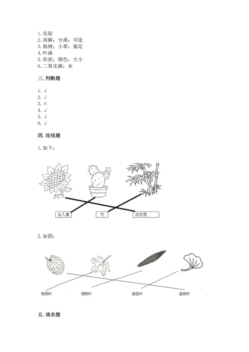 教科版科学一年级上册第一单元《植物》测试卷及参考答案（达标题）.docx