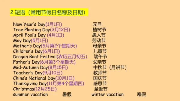 最新  PEP 人教版 小学英语五年级下册期中复习（词汇和句子）