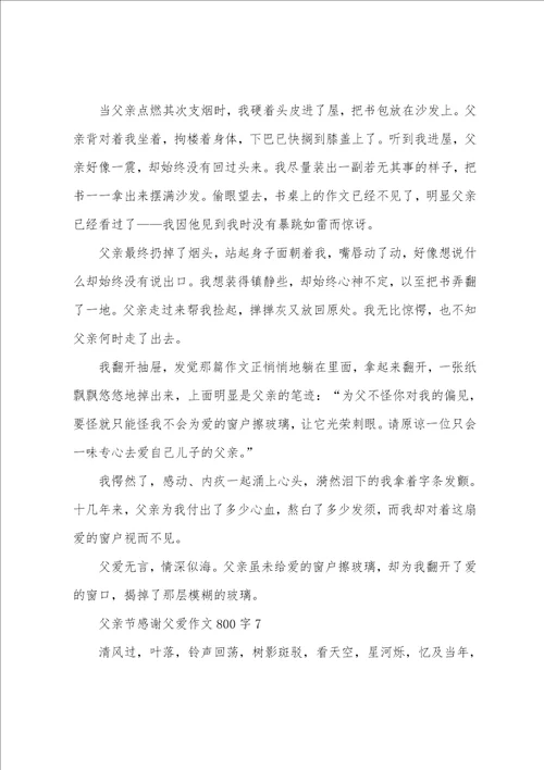 父亲节感谢父爱作文800字10篇