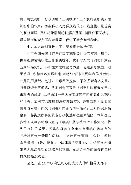 区政府依法行政工作汇报