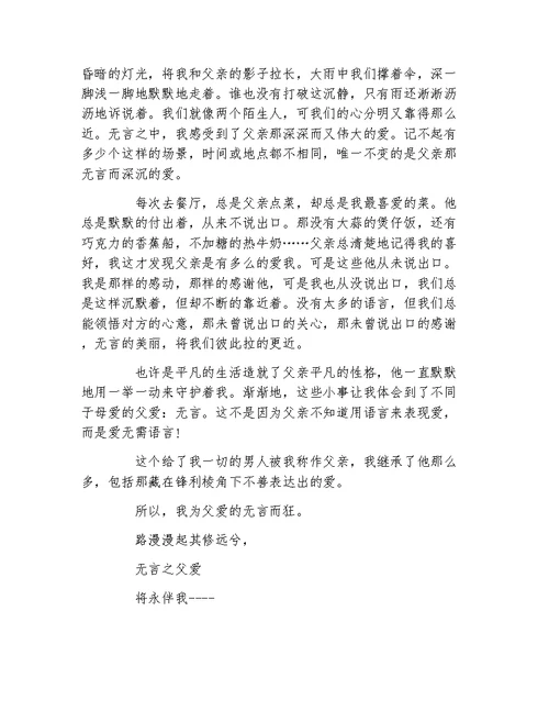 父爱的作文我为父爱的无言而狂