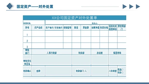蓝色简约商务蓝灰几何立体形状财务资产管理固定资产管理ppt