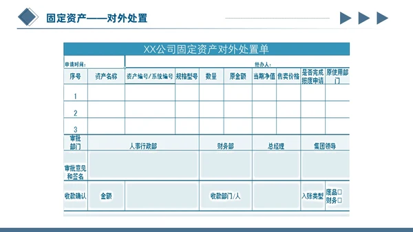 蓝色简约商务蓝灰几何立体形状财务资产管理固定资产管理ppt