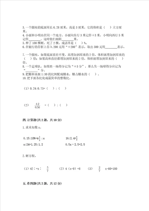 六年级下学期小学毕业水平调研数学试题及完整答案有一套