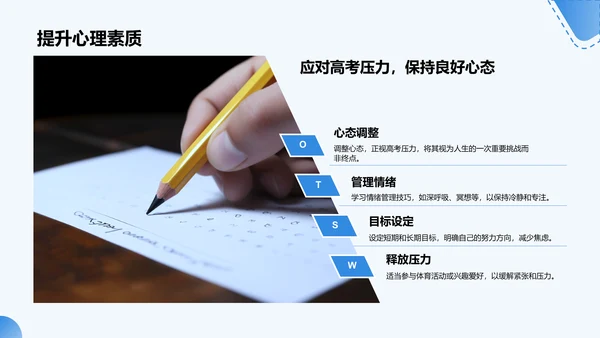 蓝色商务风高考冲刺阶段复习策略PPT模板