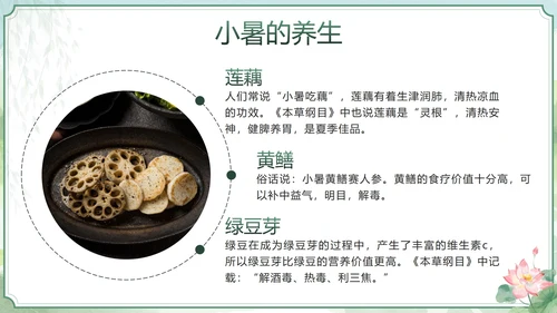 绿色清新中国风二十四节气之小暑带内容PPT模板
