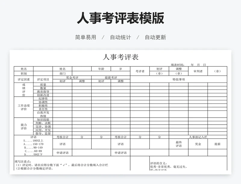 人事考评表模版