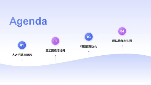 蓝色渐变风人资行政行业年中工作总结PPT模板