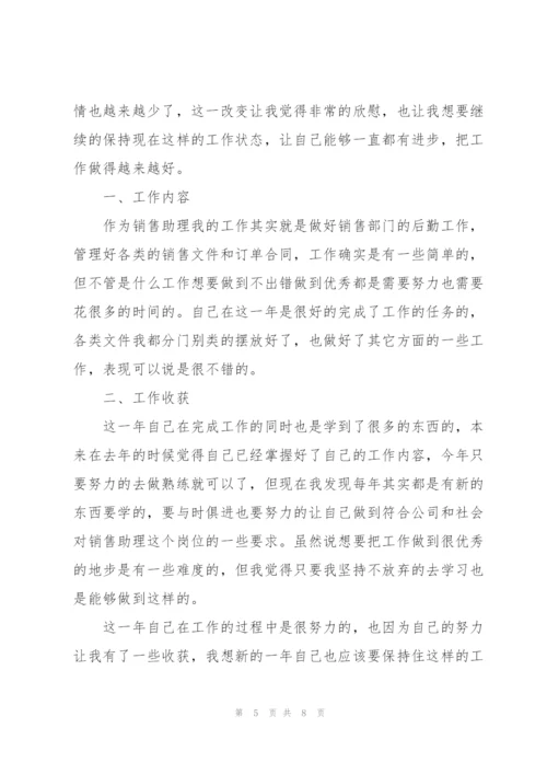 销售助理年度工作总结（个人通用）.docx