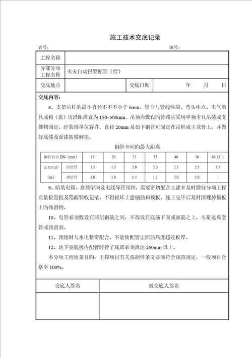 消防关键工程综合施工重点技术交底新版