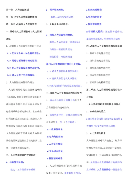 2023年企业人力资源管理师一级复习资料.docx