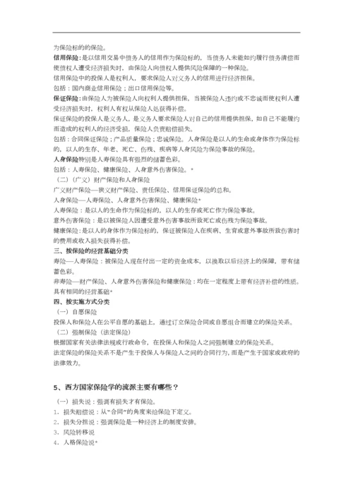 保险学期末考试复习重点.docx