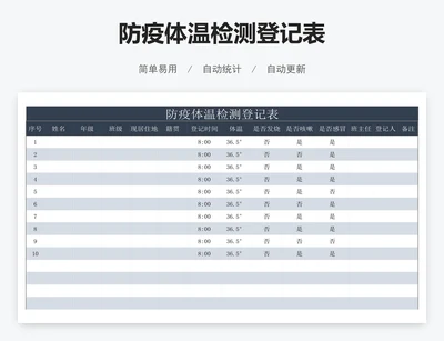 防疫体温检测登记表