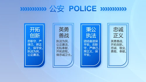 蓝色大气公安警察主题年年终总结PPT
