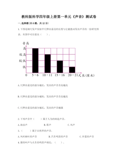 教科版科学四年级上册第一单元《声音》测试卷【全优】.docx