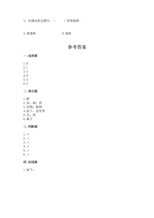 教科版二年级上册科学期末测试卷精品附答案.docx