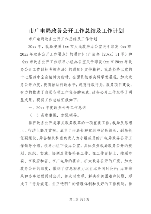 市广电局政务公开工作总结及工作计划.docx