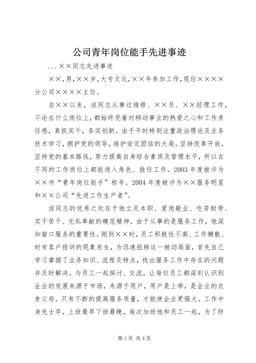公司青年岗位能手先进事迹.docx